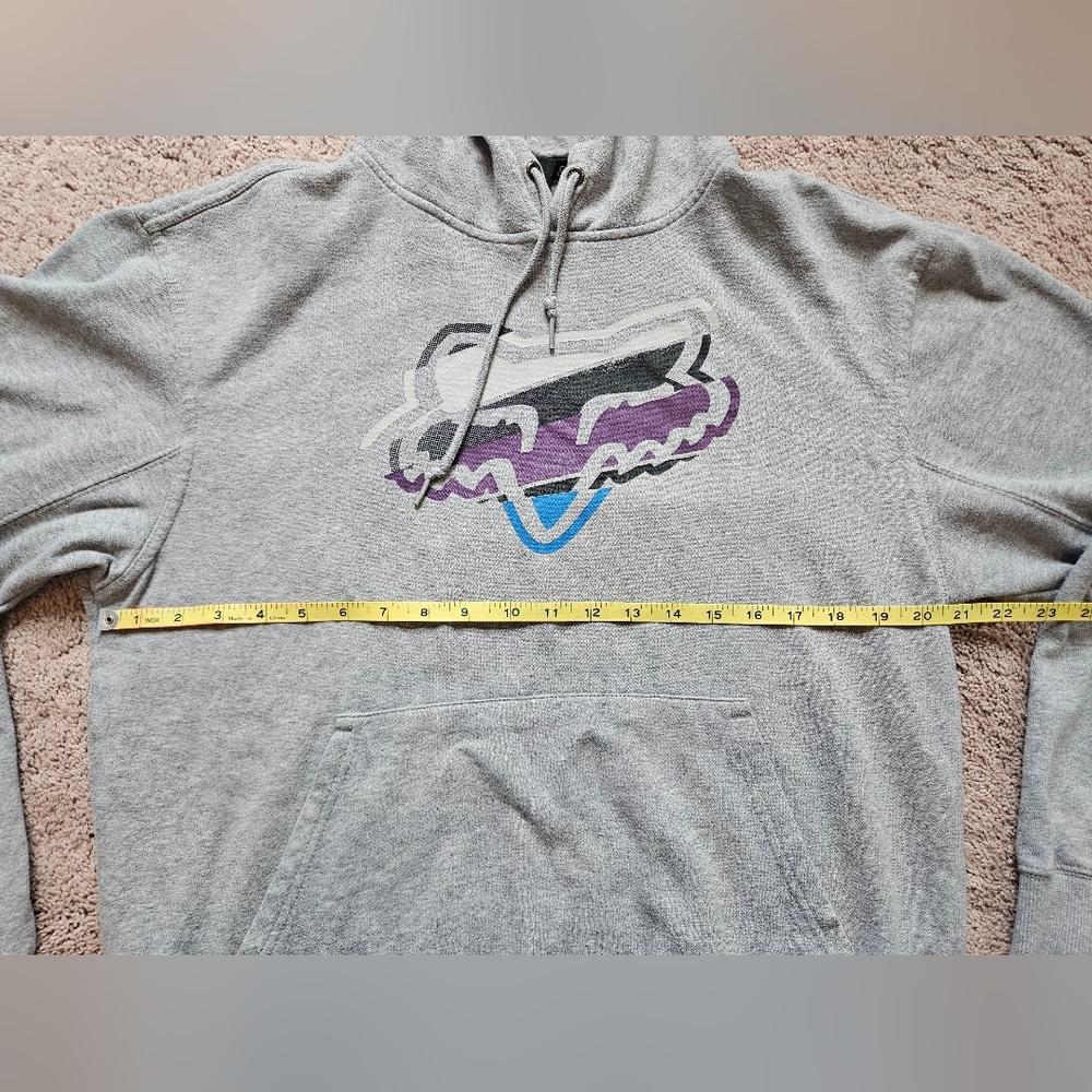 Vintage Fox Racing Grey Sweartshirt Hoodie With Purple Blue Logo Medium - Picture 4 of 5